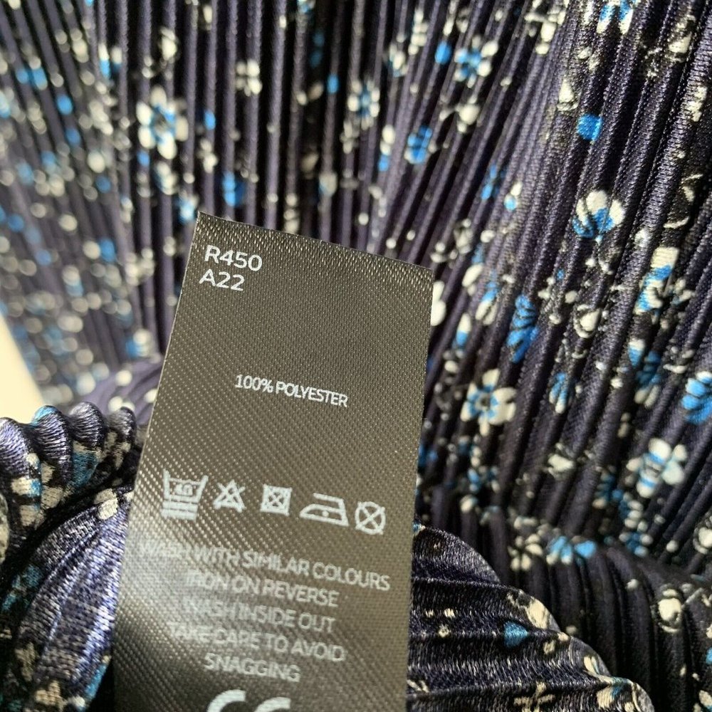 Very Plisse Long Maxi Dress Size UK 12 Floral Long Sleeve Blue V Neck - Picture 5 of 10